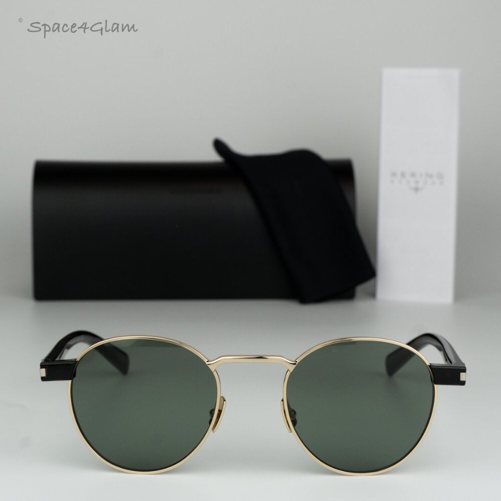 BRAND NEW Saint Laurent SL707 002 Gold Havana Green Oval Unisex Sunglasses
